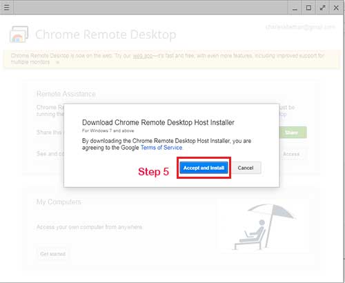 install chrome remote desktop host